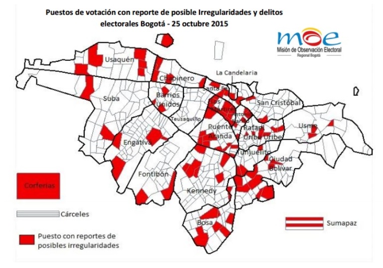Denuncian cerca de 130 irregularidades en elecciones en Bogotá