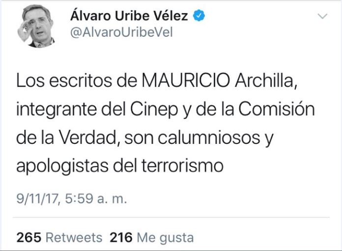 Duro rechazo de docentes y estudiantes a señalamiento de Uribe contra profesor Archila