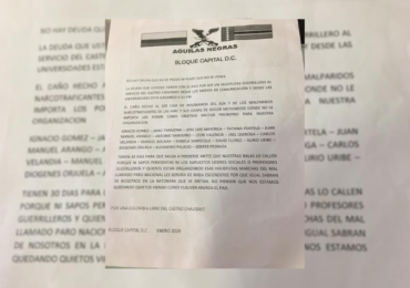 Águilas Negras amenazan a promotores del Paro Nacional