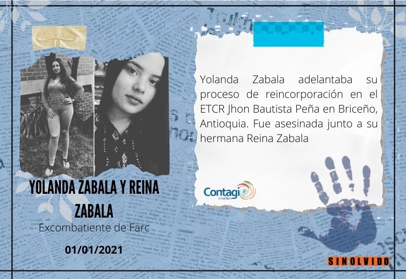 Excombatiente Yolanda Zabala Asesinada junto a su hermana Reina Zabala