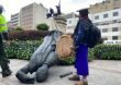 También cayó estatua de Gonzalo Jiménez de Quesada en Bogotá