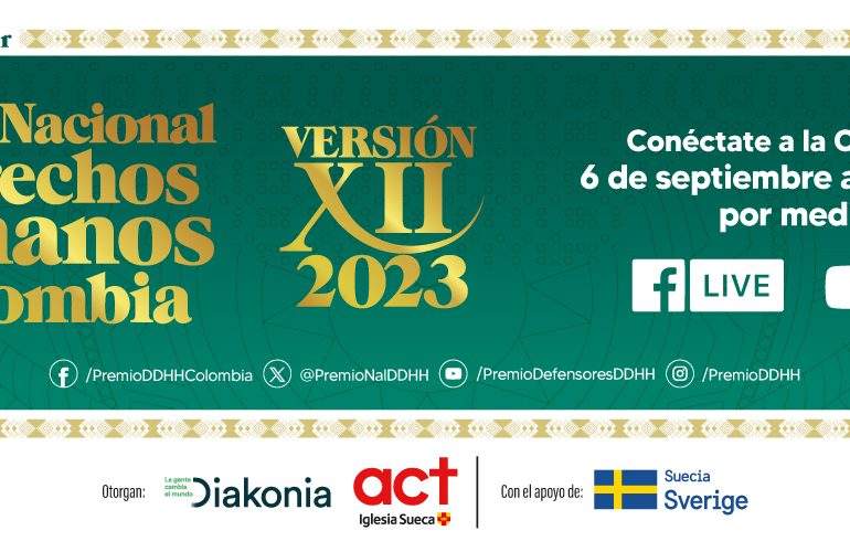 El próximo 6 de septiembre se conocerán los ganadores/as del Premio Nacional de Derechos Humanos en Colombia